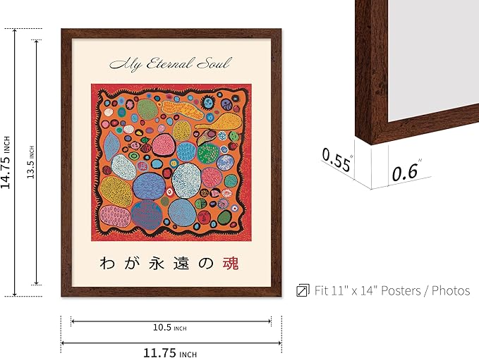 Poster Master Vintage Poster - Retro Pop Art Print - Gift for Artist, Friend - My Eternal Soul, Dot, Colorful, Modern, Abstract - Wall Decor for Home, Office, 11x14 Brown Framed