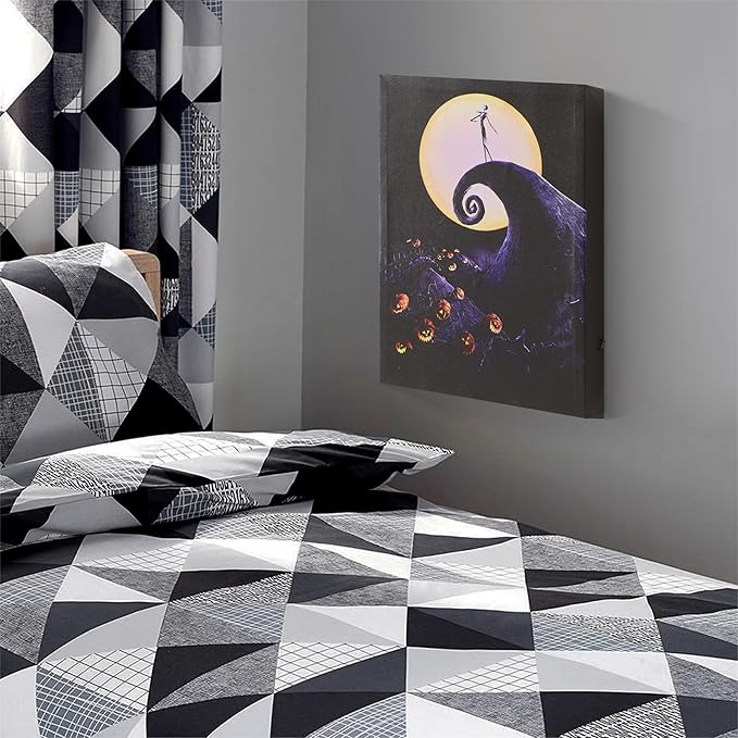 Nightmare Before Christmas LED Light Up Canvas Wall Art featuring Jack Skellington, 11"W x 14"H