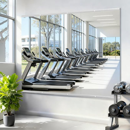 Amorho Gym Mirror 84''x48''(3pcs 48''x28''), Tempered Glass, Frameless Full Body Mirror for Wall, Used for Yoga Studios, Dance Rooms, Garage Gyms.