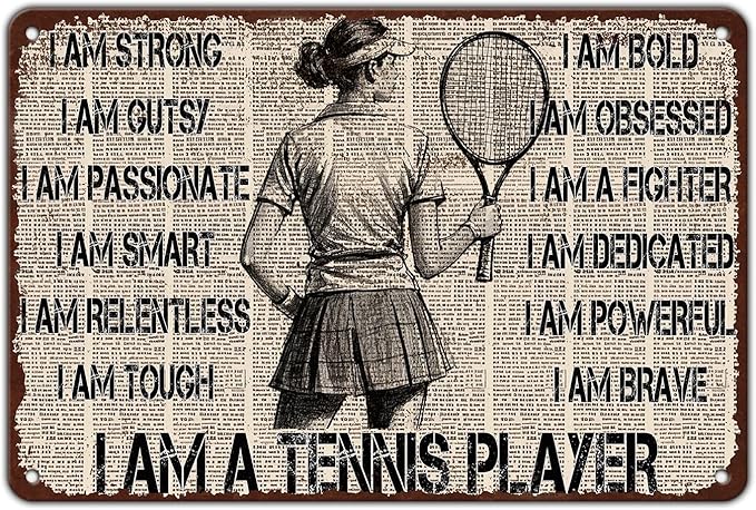 Tennis Player Metal Tin Sign 8x12 Inch I Am A Tennis Player Tin Sign Funny Tennis Poster Home Kitchen Garden Bar Restaurant Coffee Are Wall Decor