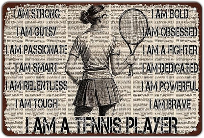 Tennis Player Metal Tin Sign 8x12 Inch I Am A Tennis Player Tin Sign Funny Tennis Poster Home Kitchen Garden Bar Restaurant Coffee Are Wall Decor
