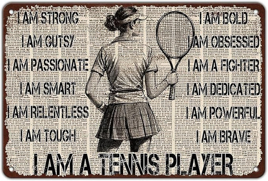 Tennis Player Metal Tin Sign 8x12 Inch I Am A Tennis Player Tin Sign Funny Tennis Poster Home Kitchen Garden Bar Restaurant Coffee Are Wall Decor