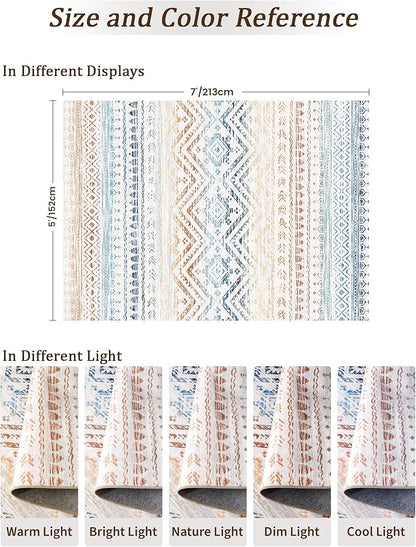 Miukiki 5x7 Area Rug for Living Room Moroccan Washable Rugs Non Slip Indoor Floor Carpet Foldable Large Soft Area Rug for Dining Room Bedroom with Low Pile(Colorful,5'x7')