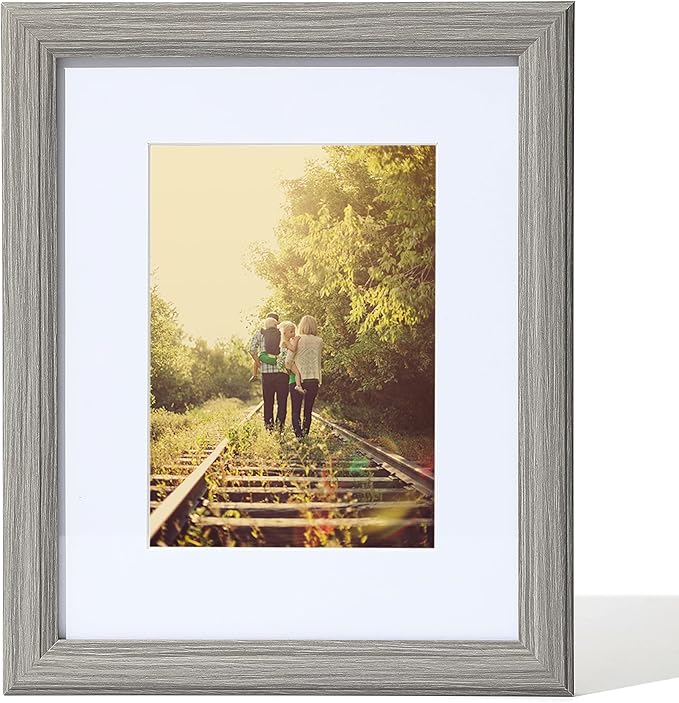 KTKDE 12x16 Picture Frame in Gray- Use as 8.5x11 certificate frame with Mat or 12x16 Frame Without Mat -Modern Style Wood Composite Frame, with Tempered Glass - diploma frame Formats for Wall