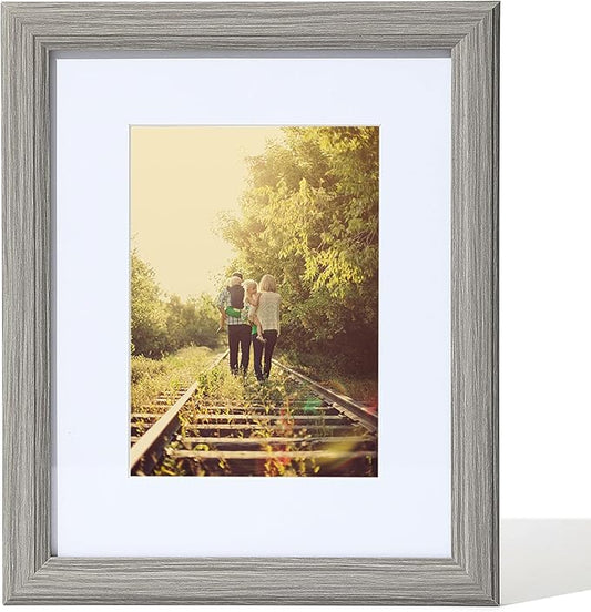 KTKDE 12x16 Picture Frame in Gray- Use as 8.5x11 certificate frame with Mat or 12x16 Frame Without Mat -Modern Style Wood Composite Frame, with Tempered Glass - diploma frame Formats for Wall