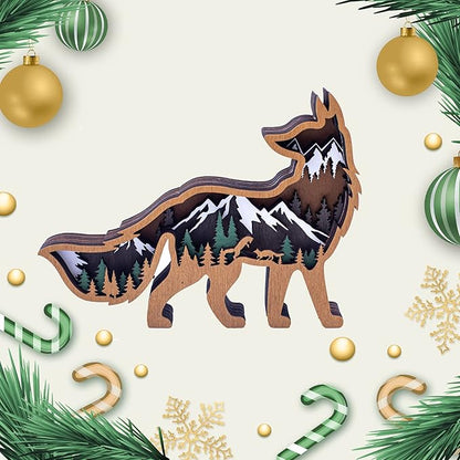 Laozai Wooden Forest Animals Fox Decor Cabin Rustic Decor Wall Decorations Mountain decor for Bedroom Living Room Table Decorative