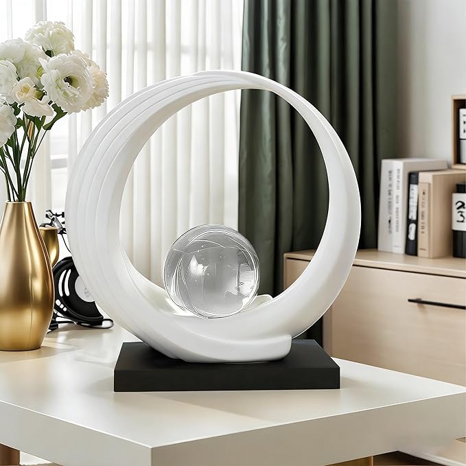 Dosker Golden Shelf Decor Statues,Coffee Table Modern Abstract Stripe Home Decor Sculpture,Desk Decor for Living Room,Office(White)
