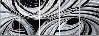 Yihui Arts Black and White Metal Art Wall Decor Hand Crafted Abstract Aluminum Artwork Modern Wall Sculpture Home Accent for Living Room Bedroom Dinning Decor
