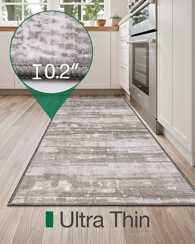 LUMI 2x6 Washable Kitchen Rug for Floor, Non Slip Runner Rugs with Rubber Backing, Low Pile Comfort Area Carpet for Standing, Living Room, Entryway, Laundry, Hallways