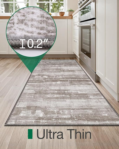 LUMI 2x6 Washable Kitchen Rug for Floor, Non Slip Runner Rugs with Rubber Backing, Low Pile Comfort Area Carpet for Standing, Living Room, Entryway, Laundry, Hallways