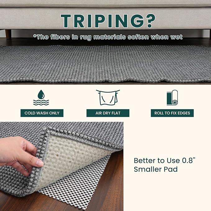 KOZYFLY Braided 2x16 Runners Rugs for Hallway, Extra Long Washable Runner Rug, Woven Non Slip Kitchen Runner, Cotton Entryway Rug, Floor Carpet for Entry, Aisle, Hall, Grey/Dark Grey