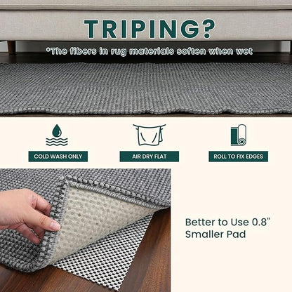 KOZYFLY Runners Rugs for Hallway 2x10, Washable Runner Rug, Woven Non Slip Kitchen Runner, Braided Entryway Rug, Floor Carpet for Entry, Aisle, Hall, Grey/Dark Grey