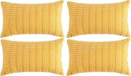 Fancy Homi 4 Packs Decorative Throw Pillow Covers for Living Room Couch Bed, Modern Farmhouse Boho Home Décor Accent Cushion Case, 20" x 12", Yellow