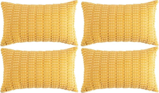 Fancy Homi 4 Packs Decorative Throw Pillow Covers for Living Room Couch Bed, Modern Farmhouse Boho Home Décor Accent Cushion Case, 20" x 12", Yellow