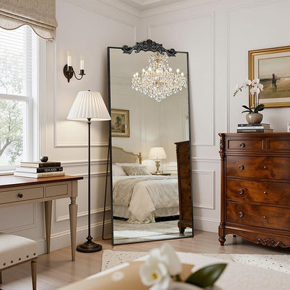 Antok 65"x22" Oversized Full Length Mirror, Extra Large Floor Mirror Freestanding or Wall-Mounted Mirror for Bedroom, Living Room, Cloakroom, Black