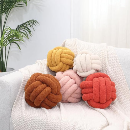 Petrella Knot Pillow Throw Pillows Ball Round Throw Pillows Home Decor Cushion Decorative Aesthetic Grapefruit 13inch
