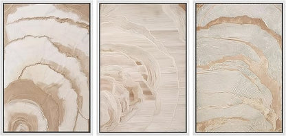 SIGNLEADER Framed Canvas Print Wall Art Set Beige Abstract Wave Neutral Illustrations Minimal Decorative Bohemian Nordic for Living Room, Bedroom, Office - 24"x36"x3 WHITE