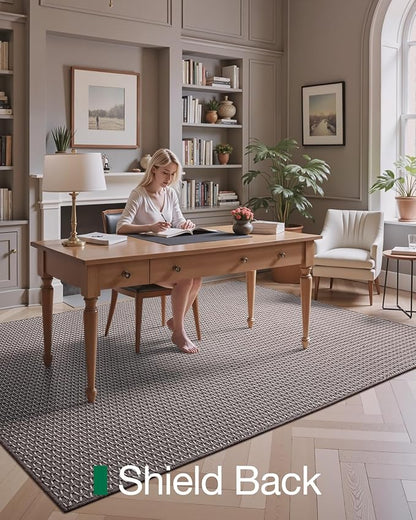 LUMI 5x8 Indoor Area Rugs, Non-Slip Low Profile Checkered Inside Rug, Comfort Weave Grid Pattern Floor Rug