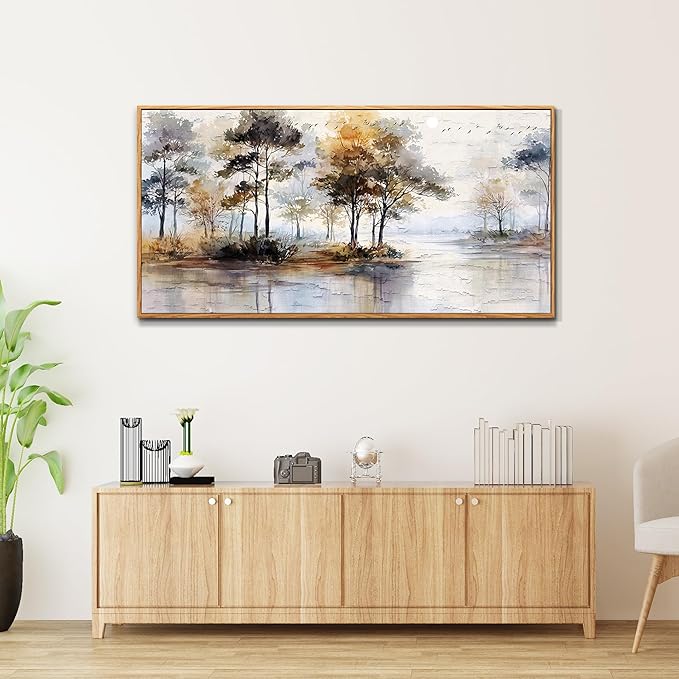 Wapluam Landscape Wall Art,Abstract Wall Art Artwork Forest Canvas Wall Art Vintage Trees Pictures Decor Canvas Painting Framed Ready To Hang Living Room Bedroom And Office Wall Decor 20x40 Inch