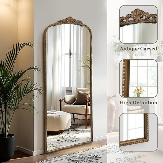 Micasso Gold Full Length Mirror: 21''x56'' Baroque Antique Floor Long Body Mirror - Traditional Ornate Vintage Mirrors for Wall/Dressing Room/Bedroom/Entryway/Hallway - Home Decor for Living Room