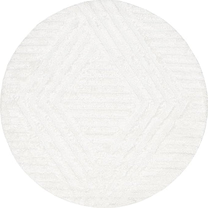 Nuloom Risette Ivory, 6' Round, Geometric, Soft and Textured, High Traffic, Stain Resistant, Easy Clean, Durable Area Rug for Bedroom, Living Room, Dining Space, Den, Foyer, Entryway