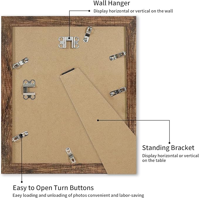 iRahmen 10x12 Picture Frame with Mat 8x10 - High Definition Tempered Glass Wooden Photo Frames for Tabletop Display and Wall Mounting (Brown, Set of 2)