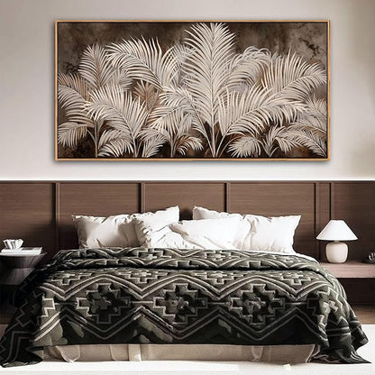 Boho Wall Art in Modern Brown, Minimalist Canvas Artwork for Living Room,Framed Large Wall Art for Bedroom Wall Decor - Textured Decorative Neutral Wall Pictures 29×58IN