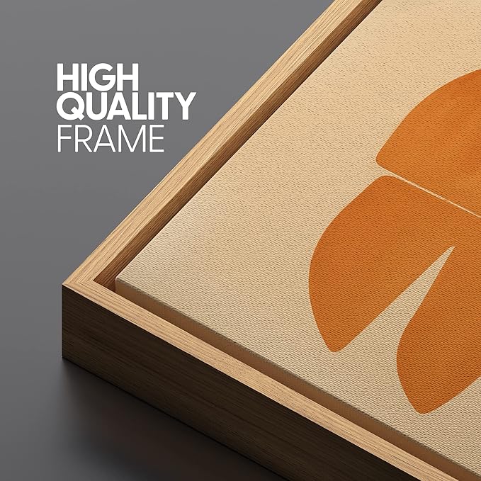 SIGNLEADER Framed Canvas Print Wall Art Set Retro Geometric Mid-Century Polygons Abstract Shapes Illustrations Minimal Decorative Bohemian Nordic for Living Room, Bedroom, Office - 16"x24"x3 NATURAL