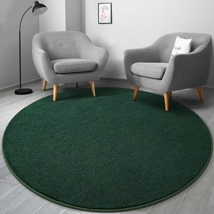 Gifeas Ultra Soft Round Area Rugs for Living Room Bedroom, 4x4 Feet Deep Green Thickened Memory Foam Modern Indoor Circle Carpets, Non-Slip Comfy Circular Rug for Boys Girls Nursery Room Home Decor