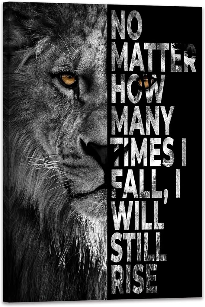 SKASNFAI Lion Canvas Wall Art Black and White Animal Inspirational Motivational Quotes Prints Posters Office Decor Framed Ready to Hang (20x30 inch)