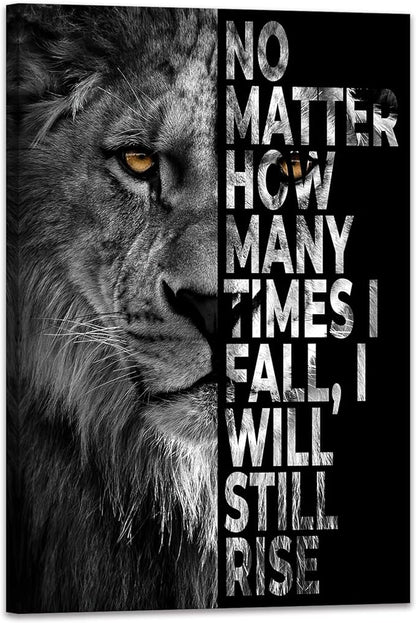 SKASNFAI Lion Canvas Wall Art Black and White Animal Inspirational Motivational Quotes Prints Posters Office Decor Framed Ready to Hang (20x30 inch)