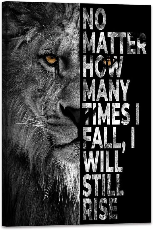 SKASNFAI Lion Canvas Wall Art Black and White Animal Inspirational Motivational Quotes Prints Posters Office Decor Framed Ready to Hang (20x30 inch)
