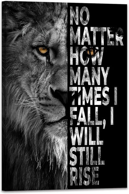 SKASNFAI Lion Canvas Wall Art Black and White Animal Inspirational Motivational Quotes Prints Posters Office Decor Framed Ready to Hang (12x16 inch)