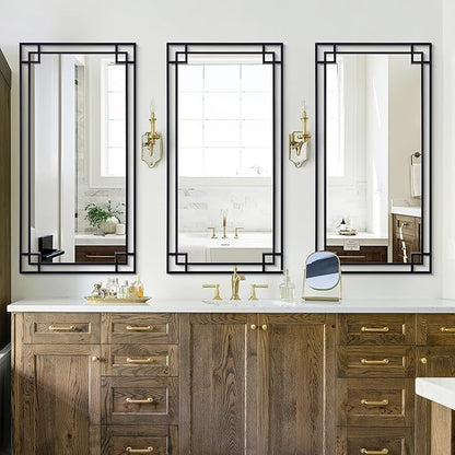 Chende Rectangular Black Mirror for Decor, 59''x30'' Large Living Room Mirror with Metal Frame, Modern Decorative Mirror for Bathroom Entryway, Horizontal/Vertical Hanging