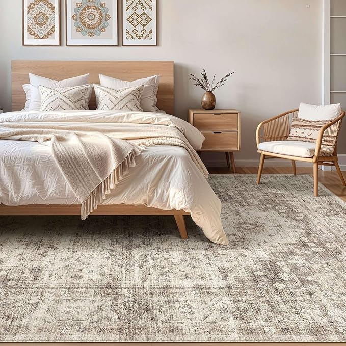 LOONGRUG 10x14 Warm Sepia tan Rug Vintage