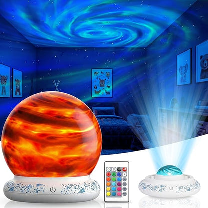 Orblux Calming Autism Sensory Light, Aurora Light Projector | 2-in-1 Globe Cover for Contained Sensory Effect or Open for Northern Lights Effect | Kids Night Projector | Calming, 15 Colors & Remote