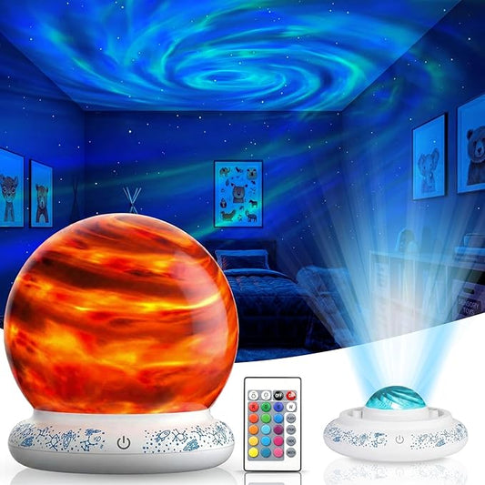 Orblux Calming Autism Sensory Light, Aurora Light Projector | 2-in-1 Globe Cover for Contained Sensory Effect or Open for Northern Lights Effect | Kids Night Projector | Calming, 15 Colors & Remote