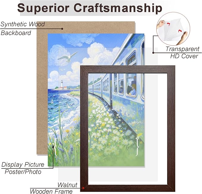 KTKDE 13x19 Picture Frame set of 3, Wall Gallery Poster Frames Wooden, Shatter Resistant Glass, Rectangle Photo Frame for Photos,Studio Hanging Posters & Best gift
