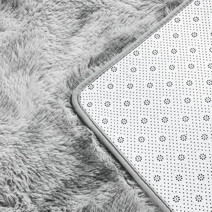 Deerhoo Large Shag Area Rugs 9 x 12, Tie-Dyed Plush Fuzzy Rugs for Living Room, Ultra Soft Fluffy Furry Rug for Bedroom, Indoor Carpet Nursery Rugs for Kids Room Home Decor, Light Grey