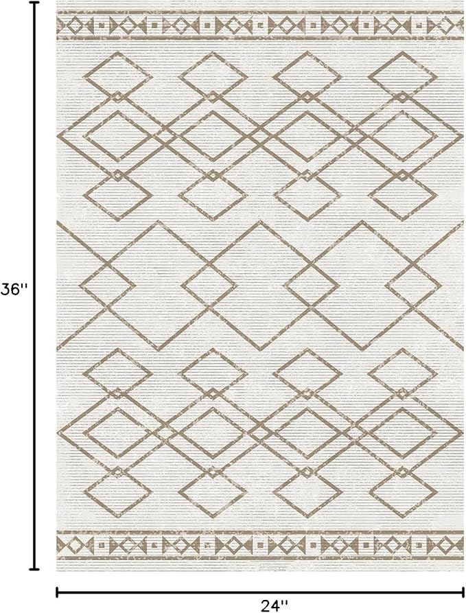 SERISSA 2x3 Washable Small Entry Rug,Soft Non Slip Indoor Boho Throw Rug for Entryway Kitchen Bedroom Dorm Bedside Front Door,Moroccan Geometric Carpet