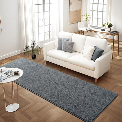 2x6 Bedside Runner Rug, Dark Grey Hallway Area Rugs for Bedroom, Low Pile Washable Modern Memory Foam Carpet, Non Slip Soft Carpets for Entrance Kitchen Laundry Living Room Decor