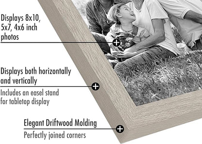 Americanflat Set of 10 Picture Frames with Shatter-Resistant Glass - Gallery Wall Frame Set with Two 8x10, Four 5x7 and Four 4x6 Frames - Signature Collection - Driftwood