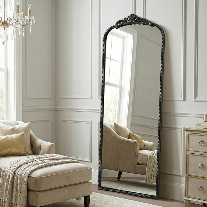 Micasso Full Length Black Mirror: 21''x56'' Baroque Antique Floor Long Body Mirror - Traditional Ornate Vintage for Wall/Dressing Room/Bedroom/Cloakroom/Entryway - Home Decor for Living Room
