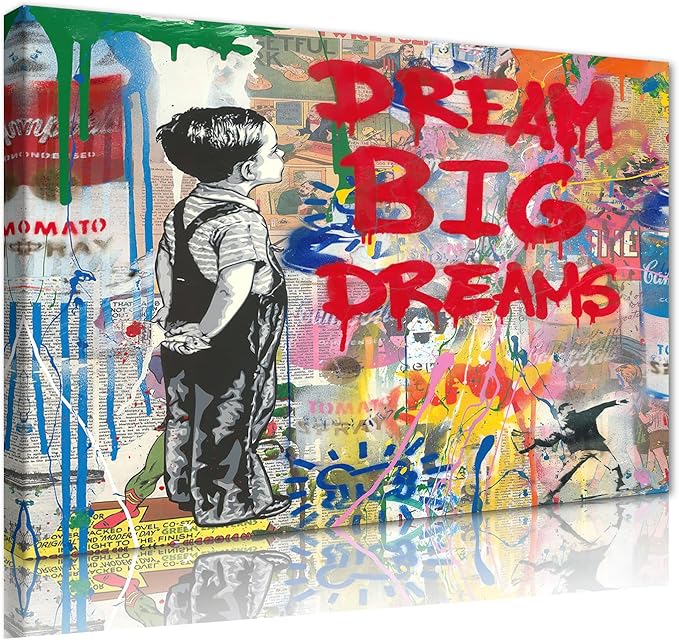 Yatsen Bridge Banksy Graffiti Wall Art, Inspirational Canvas Art Print, Modern Home Decor for Living Room Bedroom Ready to Hang 18”W x 24”H