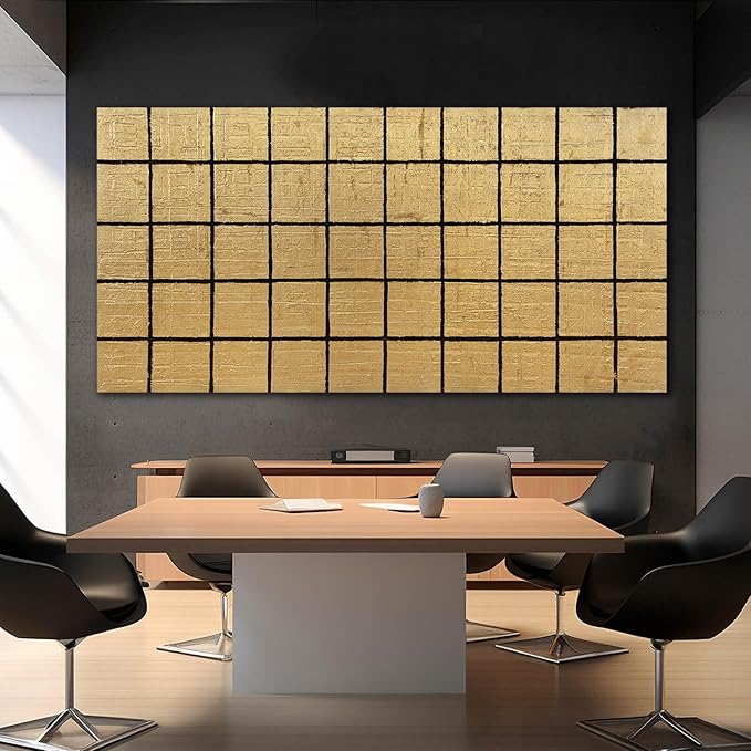 YJYart Abstract Wall Decor Block Canvas Wall Art Line Decorative Painting 29"X58" Paintings for Living Room Pictures for Dining Room