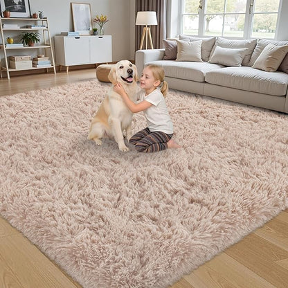 5x7 Area Rug for Living Room:Ultra Soft Fluffy Shag Beige Rugs,Large Fuzzy Plush Indoor Non Slip Carpet Washable Rug for Bedroom Kids Nursery Office Dorm Modern Decor(Beige 5'x7')