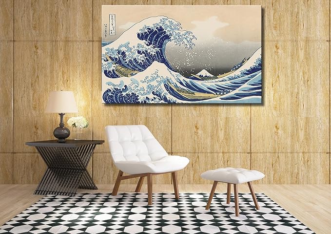 dgbtcart The Great Wave off Kanagawa by Hokusai Canvas Wall Art Japanese Classic Artwork Painting Decor for Living Room Seascape Picture Print for Bedroom Office Decoration - 32"x48"