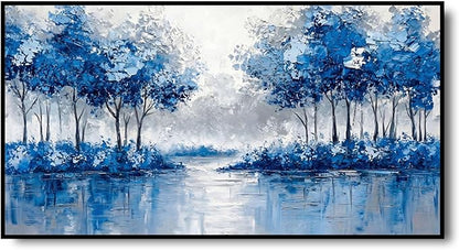 Extra Large Wall Art for Living Room Above Couch Bedroom Office, Teal Green Blue Abstract Modern Luxury Framed Crystal Porcelain Wall Decor, Waterproof Artwork for Home Hotel Restaurant 29x58 Inch