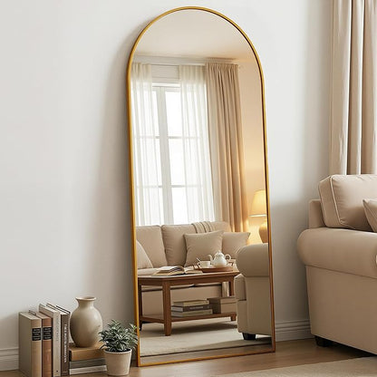 Antok Full Length Over-the-Door Hanging Mirror - Freestanding Wall Mount Leaning Body Mirror for Bedroom Living Room Entryway, 58" L x 20" W, Gold