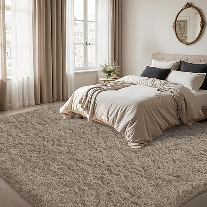 4x6 Area Rug for Living Room:Ultra Soft Fluffy Shag Grey Camel Rugs,Large Fuzzy Plush Indoor Non Slip Carpet Washable Rug for Bedroom Kids Nursery Office Dorm Modern Decor(Grey Camel 4'x6')